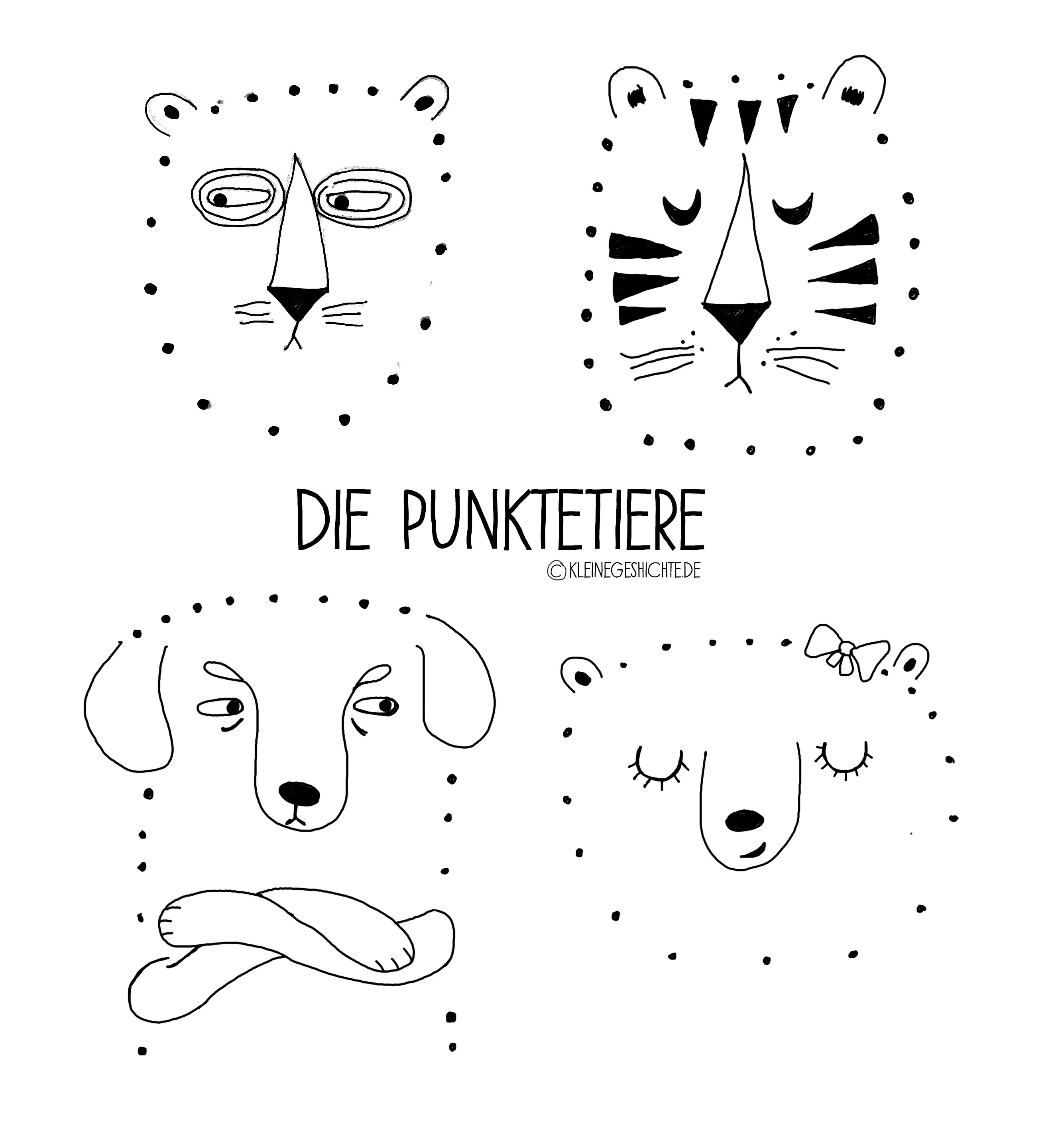 Die Punktetiere, zum ausdrucken, Malen nach Punkten, Malen, Zeichnen, Basteln mit Kidern, Free Printables